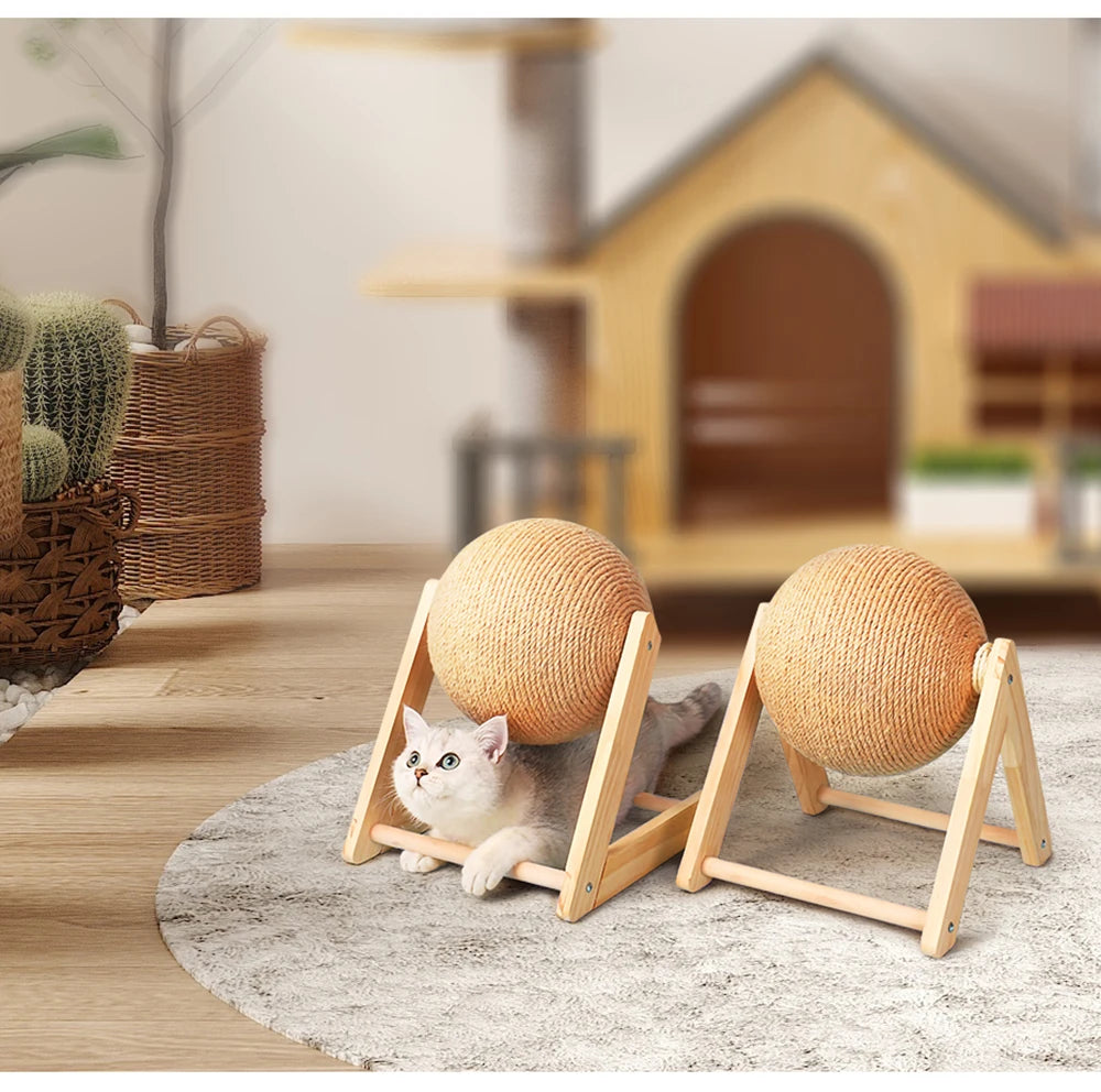 Griffoir en Bois & Corde pour Chat – Protection des Meubles, Naturel & Durable, Facile à Installer