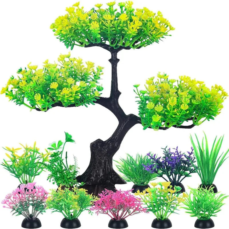 Plantes Artificielles pour Aquarium – Décoration en Plastique Non Toxique, Ornement Aquatique pour Poissons & Betta Fish