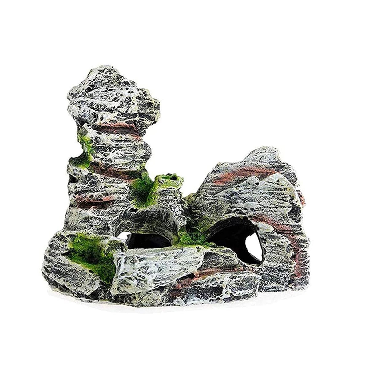 Décoration Aquarium – Grotte Cachette en Résine avec Mousse Artificielle, Ornement Réaliste pour Poissons