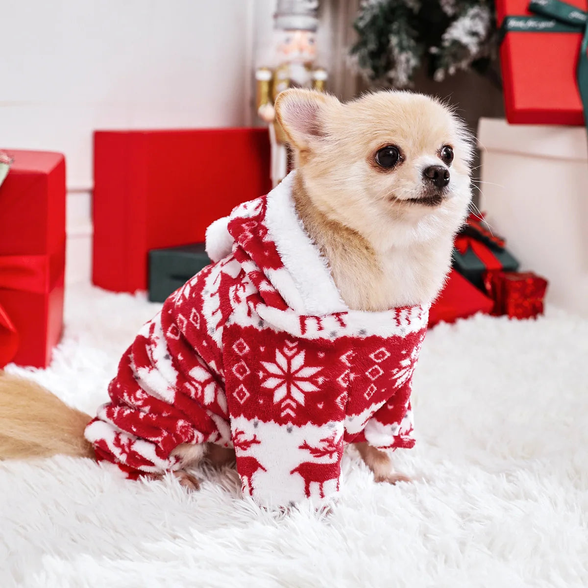 🎅 Pyjama de Noël Douillet pour Chien – Combinaison Polaire Ultra-Chaleureuse