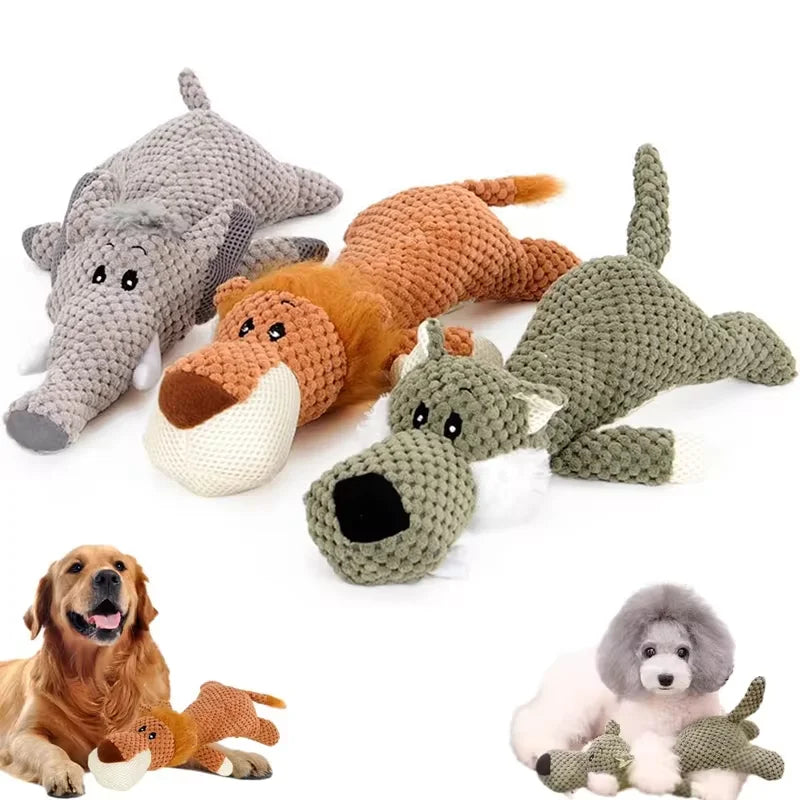 🦁 Jouet Animal en Peluche Résistant pour Chien – Son Amusant & Anti-Morsure