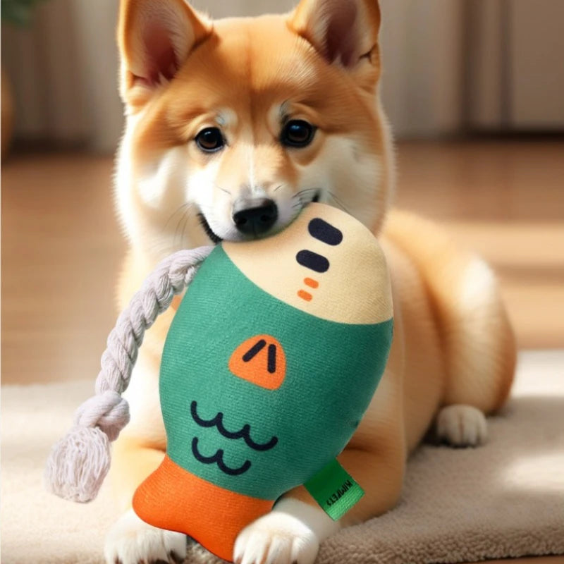 🐟 Jouet Poisson Interactif pour Chien – Peluche Sonore Anti-Stress & Dressage Ludique