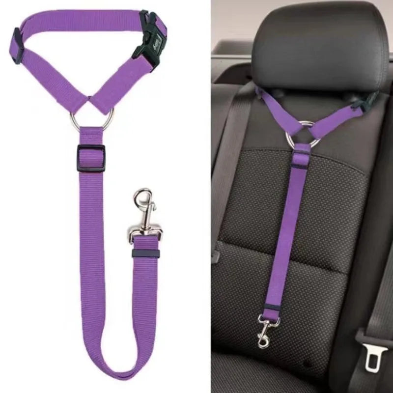 🚘 Ceinture de Sécurité Ajustable pour Chien – Harnais & Laisse 2-en-1