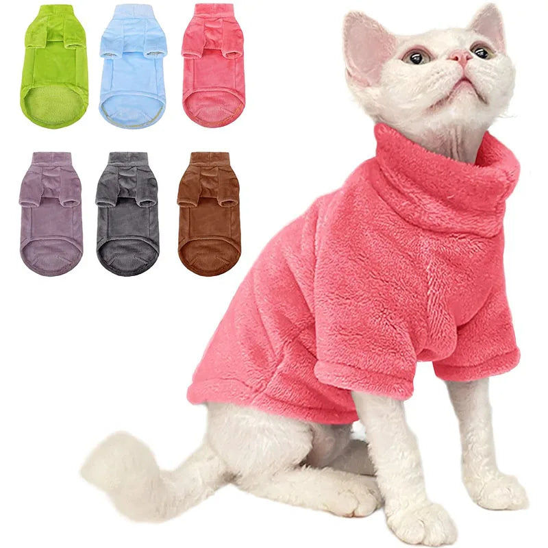 Pull d’Hiver – Manteau Col Roulé Chaud en Polaire Douce, Vêtements d’Hiver pour Chats et Petits Chiens