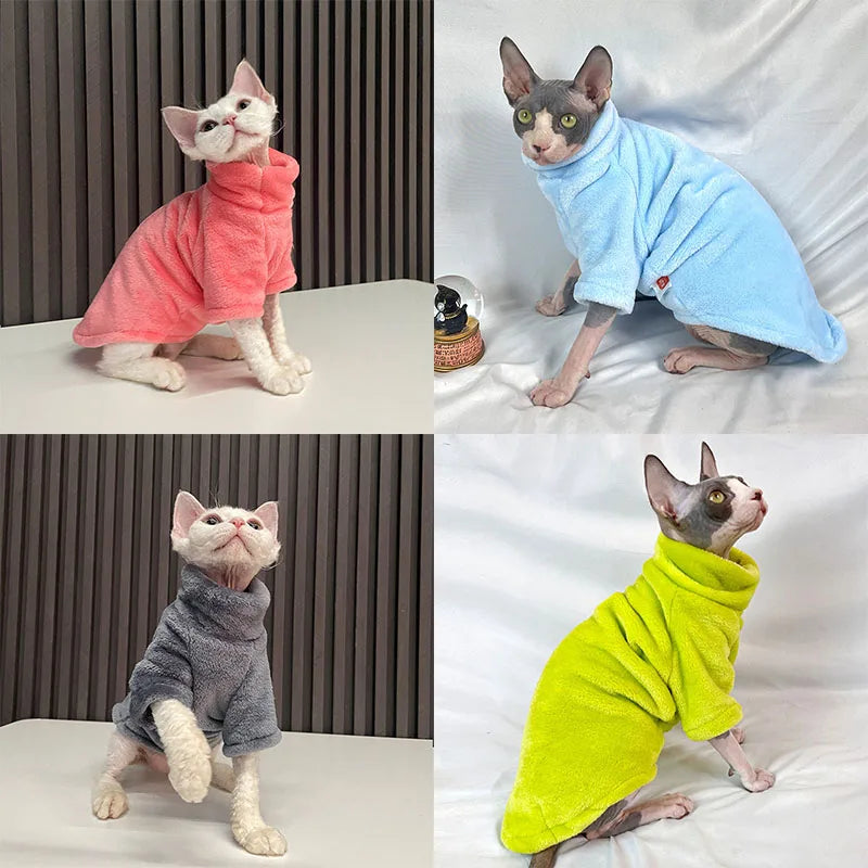 Pull d’Hiver – Manteau Col Roulé Chaud en Polaire Douce, Vêtements d’Hiver pour Chats et Petits Chiens