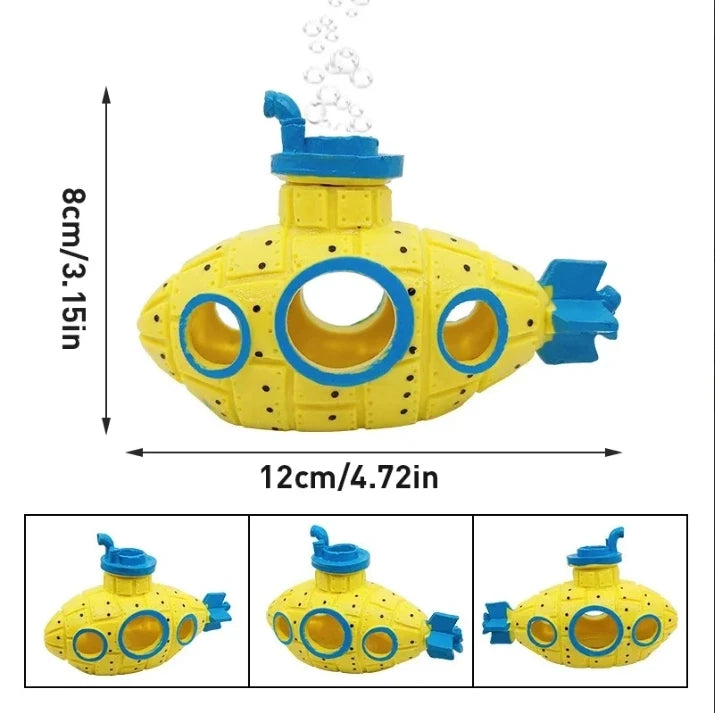 Décoration Aquarium Submarine en Résine – Abri Naturel pour Poissons et Crevettes