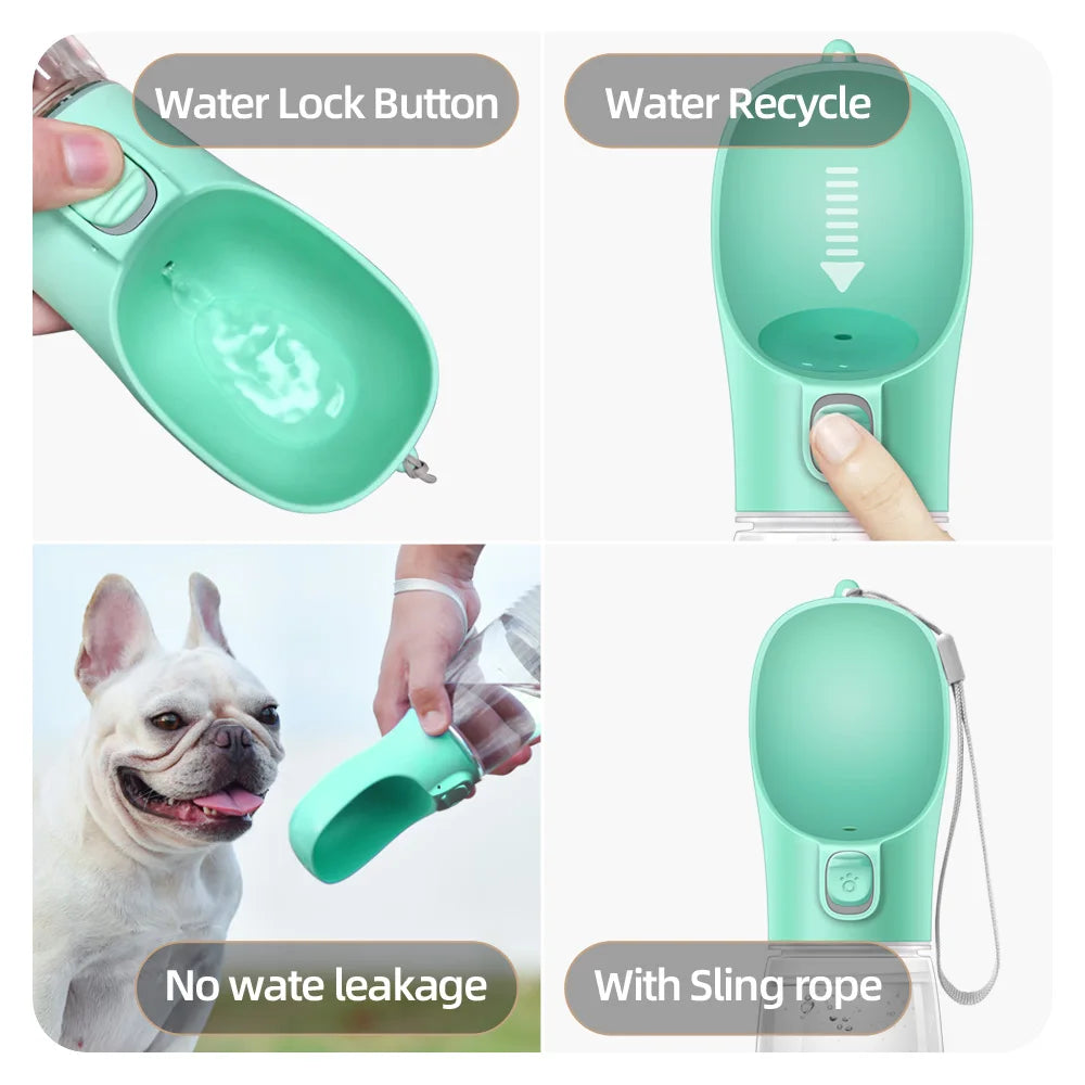 Gourde Portable pour Chien 350ml – Bouteille d’Eau de Voyage Antifuite avec Bol Intégré
