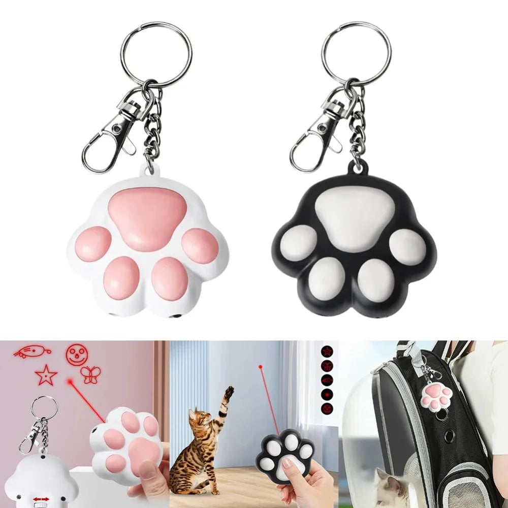 Jouet Laser Pattes de Chat – USB Rechargeable, 5 Motifs LED Interactifs pour Chats & Chiots, Accessoire d’Entraînement Ludique
