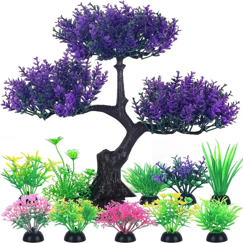 Plantes Artificielles pour Aquarium – Décoration en Plastique Non Toxique, Ornement Aquatique pour Poissons & Betta Fish