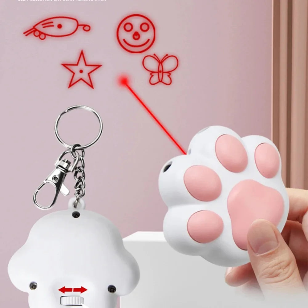 Jouet Laser Pattes de Chat – USB Rechargeable, 5 Motifs LED Interactifs pour Chats & Chiots, Accessoire d’Entraînement Ludique