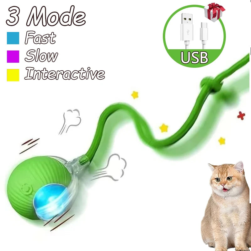 Balle Interactive Intelligente pour Chat – Rechargeable USB, Silencieuse & Résistante, Jouet Électronique Anti-Stress