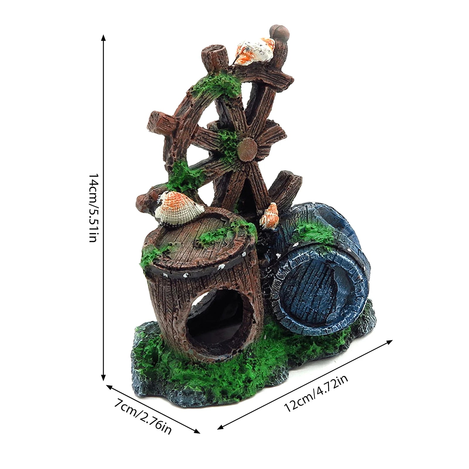 Décoration Aquarium – Pont, Barils ou autres en Résine avec Arbres, Ornement Réaliste pour Paysage Aquatique & Poissons