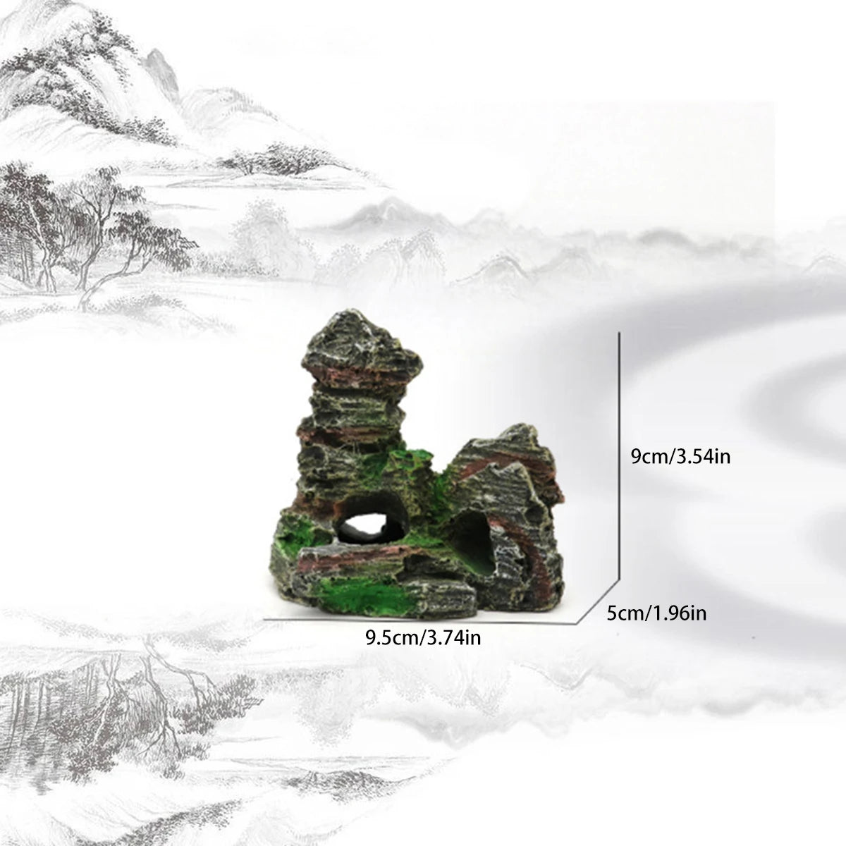 Décoration Aquarium – Grotte Cachette en Résine avec Mousse Artificielle, Ornement Réaliste pour Poissons