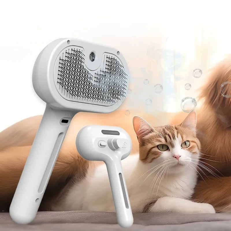 💧 Brosse 3-en-1 Massage & Vapeur pour Animaux – Démêlage, Nettoyage & Bien-Être