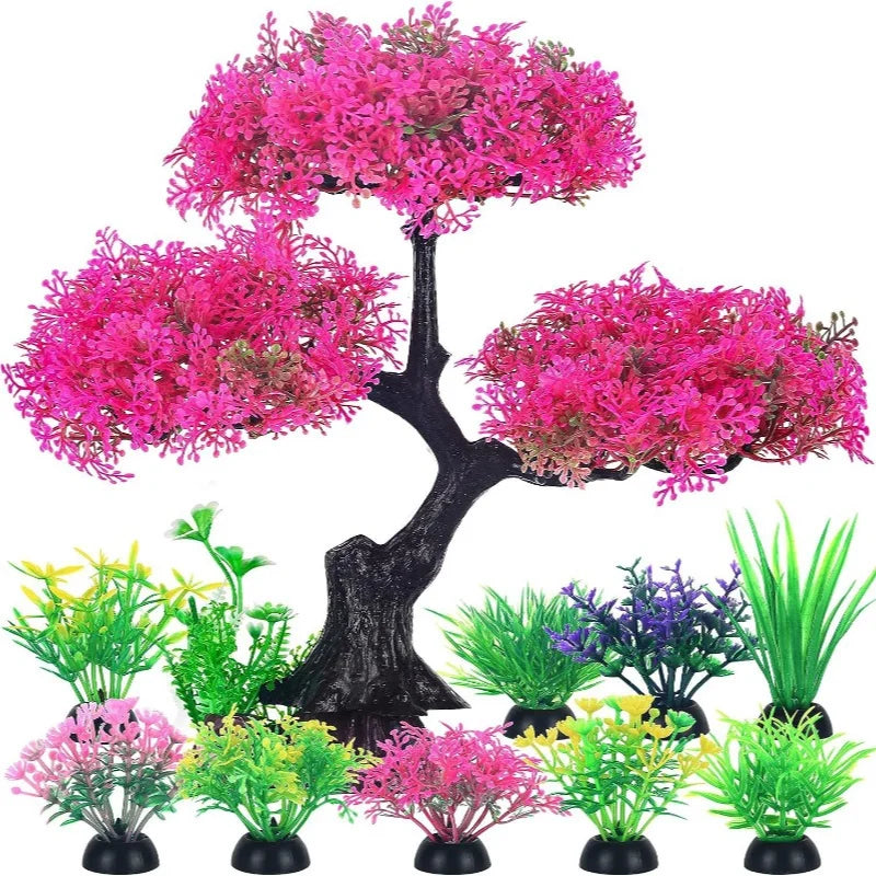Plantes Artificielles pour Aquarium – Décoration en Plastique Non Toxique, Ornement Aquatique pour Poissons & Betta Fish