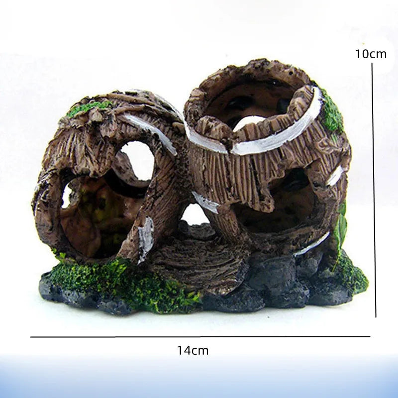 Décoration Aquarium – Pont, Barils ou autres en Résine avec Arbres, Ornement Réaliste pour Paysage Aquatique & Poissons