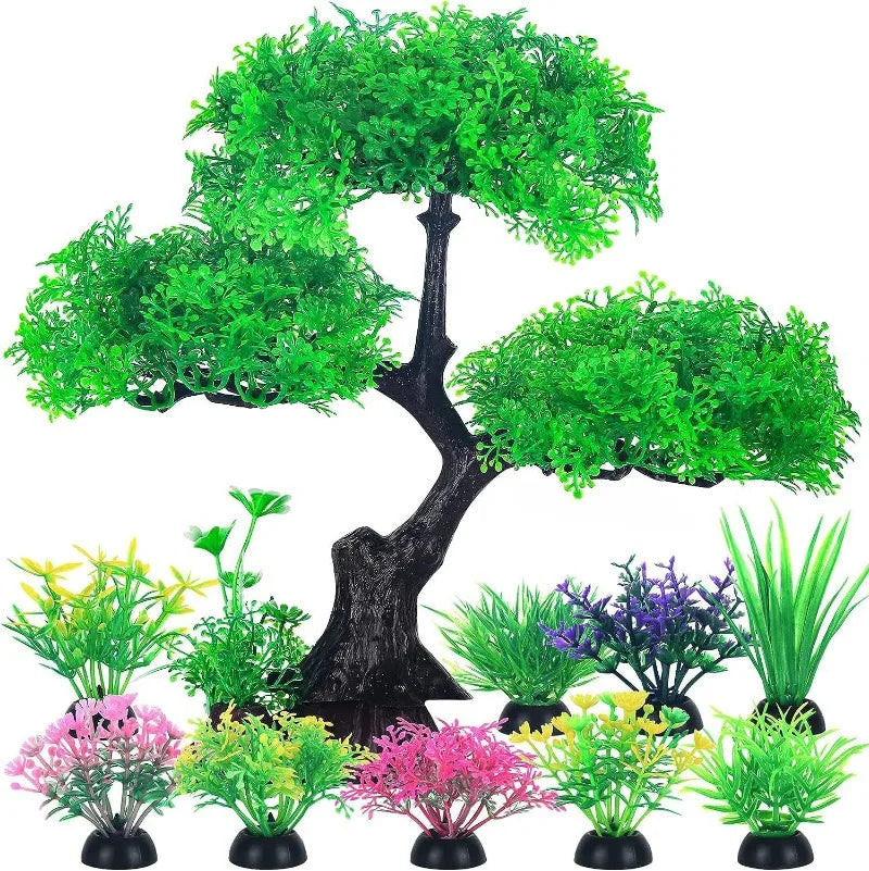Plantes Artificielles pour Aquarium – Décoration en Plastique Non Toxique, Ornement Aquatique pour Poissons & Betta Fish